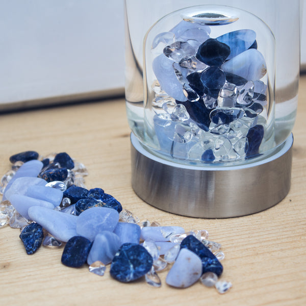 VitaJuwel ViA BALANCE | Crystal Water Bottle with Sodalite, Chalcedony & Clear Quartz for Inner Peace, Reflection & Meditation