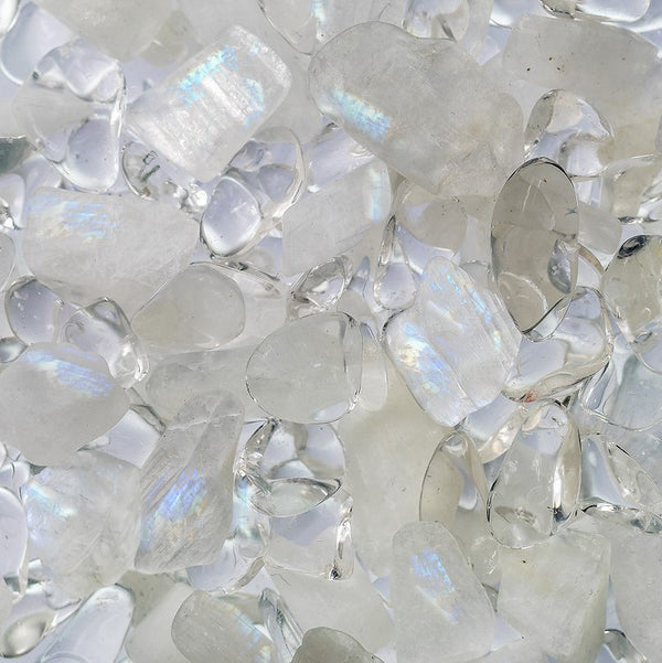 VitaJuwel ViA LUNA | Crystal Water Bottle with Rainbow Moonstone and Clear Quartz for Intuition, Empathy, Femininity