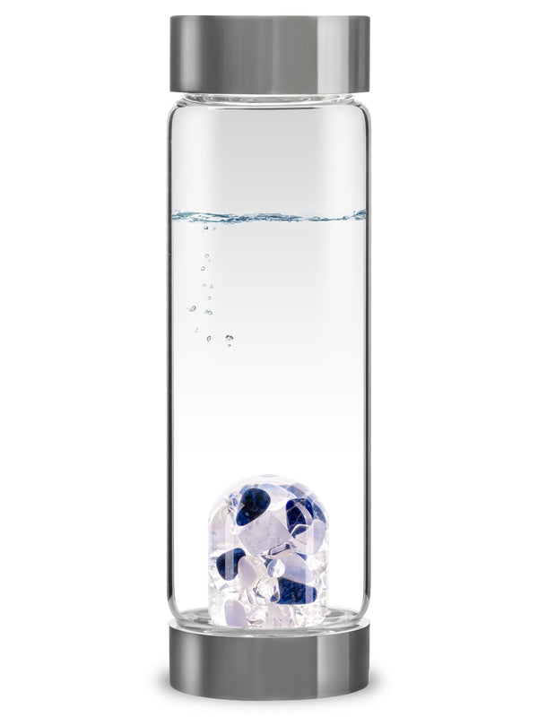 VitaJuwel ViA BALANCE | Crystal Water Bottle with Sodalite, Chalcedony & Clear Quartz for Inner Peace, Reflection & Meditation