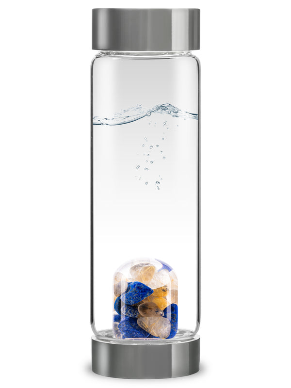 VitaJuwel ViA INSPIRATION | Crystal Water Bottle with Lapis Lazuli & Rutilated Quartz for Creativity, Focus & Dedication