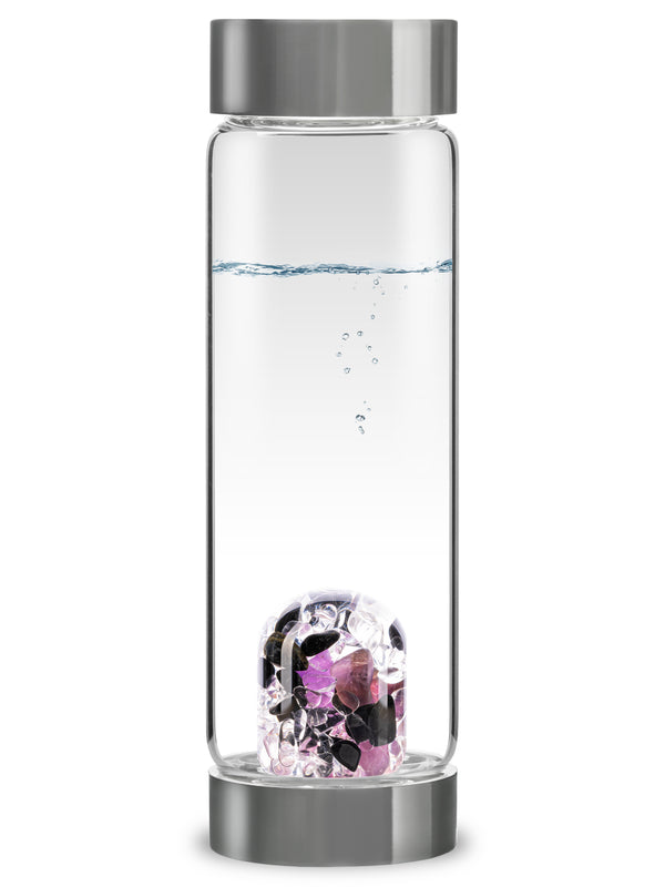 VitaJuwel ViA GUARDIAN | Crystal Water Bottle with Amethyst, Black Tourmaline & Clear Quartz for Protection, Clarity and Open-Mindedness