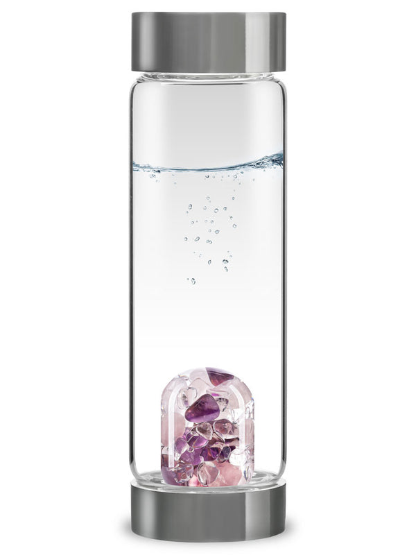 VitaJuwel ViA WELLNESS | Crystal Water Bottle with Amethyst, Rose Quartz & Clear Quartz for Calmness, Balance & Relaxation